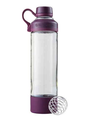 BlenderBottle Trinkflasche Mantra Glas (ClearSip-Trinköffnung aus Glas und mit Schraubverschluss) 600ml violett