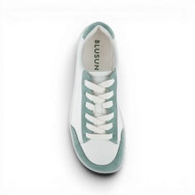 Blusun Barfussschuhe Sneaker BLSN-500W (Glattleder/Veloursleder, flexible Sohle) weiss/grün Damen