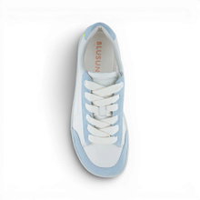 Blusun Barfussschuhe Sneaker BLSN-500W (Glattleder/Veloursleder, flexible Sohle) weiss/blau Damen