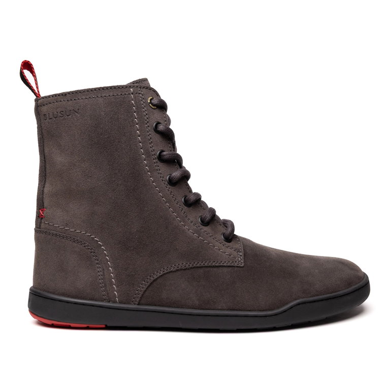 Blusun Lace-Up Boots BLSN-040W (Suede, Barefoot Boots) dark brown ladies