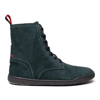 Blusun Schnürstiefel BLSN-040W (Veloursleder, Barfußstiefel) pinegrün Damen