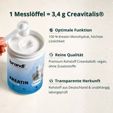 Brandl Kreatin Monohydrat Pulver - 100% Kreatin Monohydrat ohne Zusatzstoffe - 300g Dose