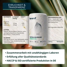 Brandl Veganes Vitamin D3 mit K2 120 Kapseln