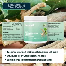 Brandl Bio KSM 66 Ashwagandha Extrakt (600mg reines Ashwagandha-Extrakt) 120 Kapseln