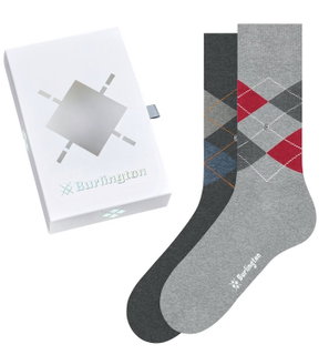 Burlington Tagessocke Crew Basic 2-Pack Geschenkbox hellgrau/dunkelgrau Herren - 2 Paar