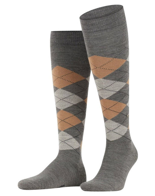 Burlington Knee Socks Edinburgh (Argyle Pattern) Anthracite Grey Men - 1 Pair