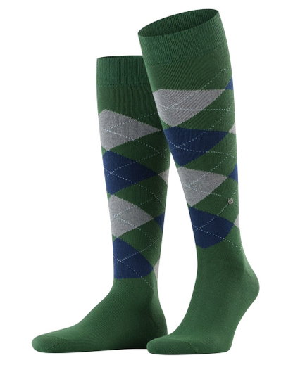 Burlington Knee Socks King (Argyle Pattern) Dark Green Men - 1 Pair