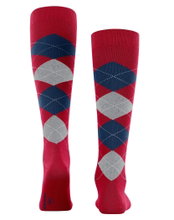Burlington Kniestrümpfe King (Argyle-Muster) rot/grau Herren - 1 Paar