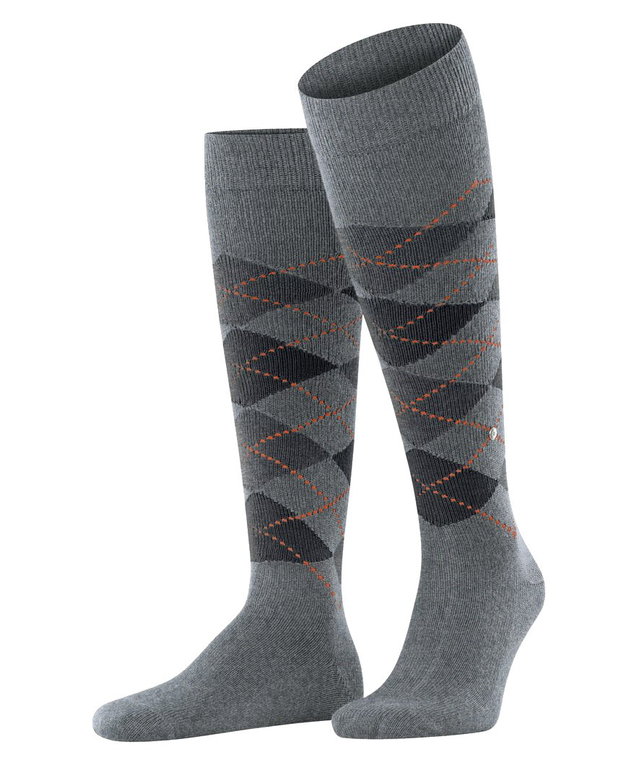 Burlington Knee Socks Preston (Argyle Pattern) Light Grey Men - 1 Pair