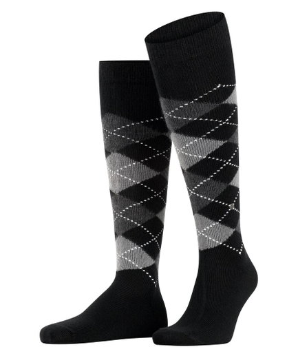 Burlington Kniestrümpfe Preston (Argyle-Muster) schwarz/grau Herren - 1 Paar