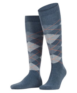 Burlington Knee Socks Preston (Argyle Pattern) blue/grey Men - 1 Pair