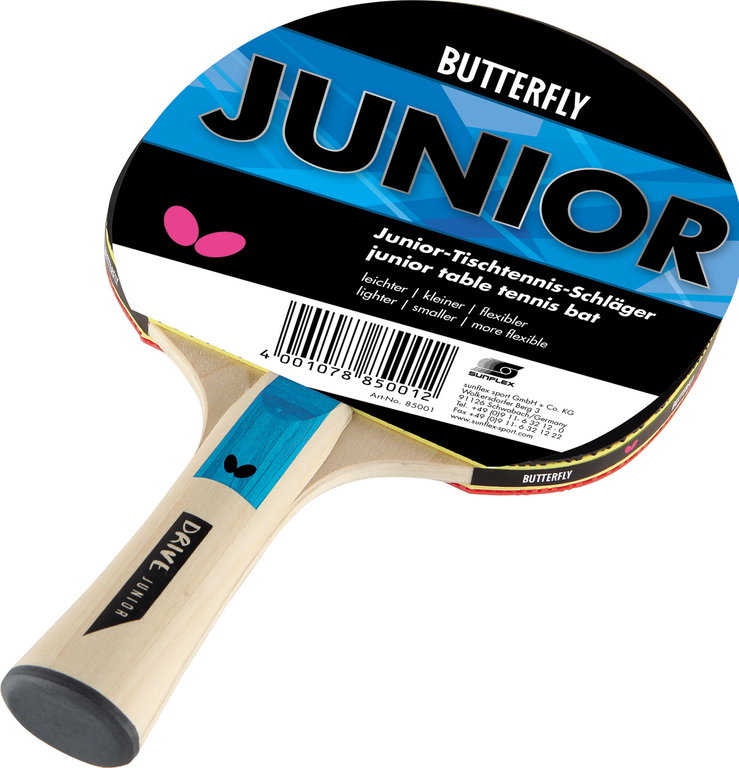 Butterfly Kinder-Tischtennisschläger Junior (Addoy Belag 1,5mm) - 1 Schläger