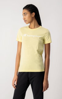 Champion Shirt (Baumwolle) Big Logo-Print gelb Damen