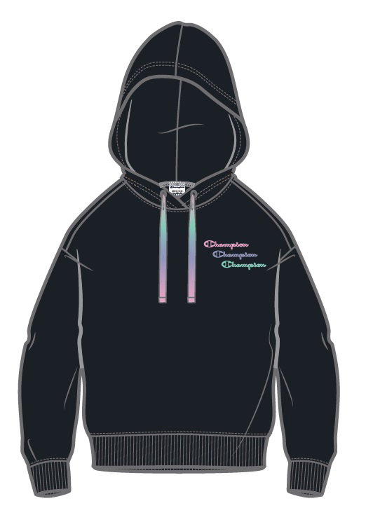 Champion Kapuzenpullover (Baumwolle Hoodie) Boxy schwarz Damen