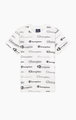 Champion Freizeit Tshirt (Baumwolle) Allover Script-Print weiss Kinder