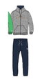 Champion Tracksuit Logo (Jacket & Trousers made of Cotton) light grey/navy Kids