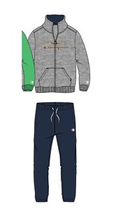 Champion Trainingsanzug Logo (Jacke&Hose aus Baumwolle) hellgrau/navy Kinder