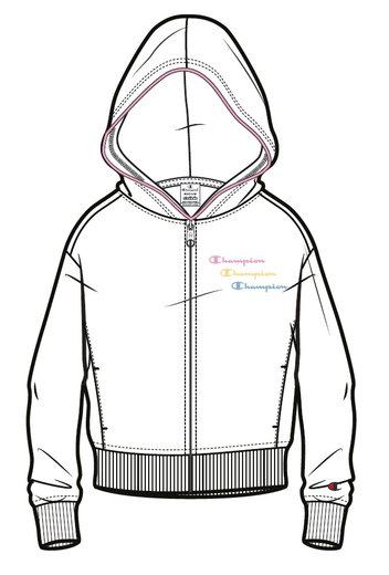 Champion Kapuzenpullover Hoodie Fullzip (Baumwolle) weiss Mädchen