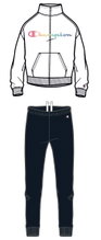 Champion Trainingsanzug (Jacke&Hose aus Baumwolle) Big Logo-Print weiss/navyblau Mädchen