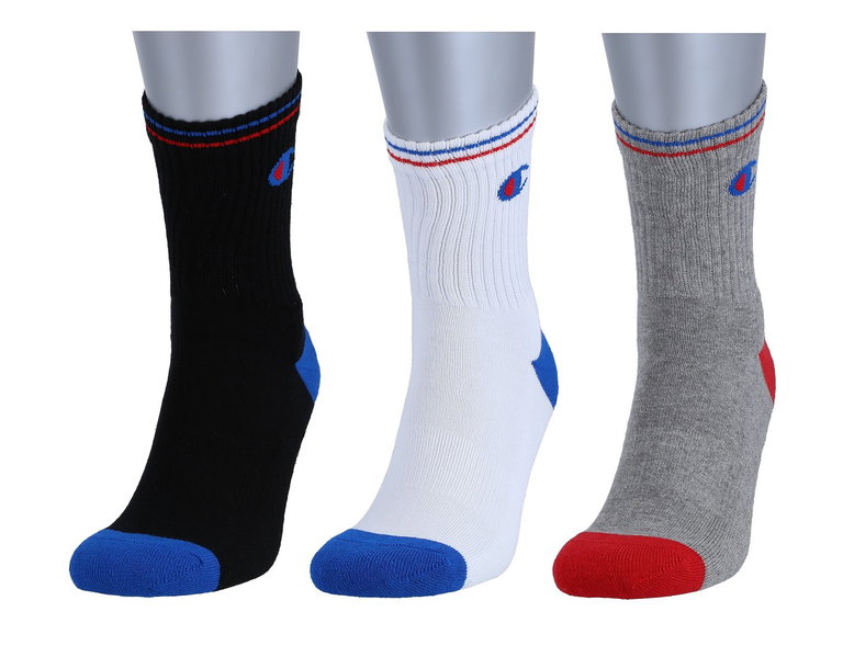 Champion Tennis Socks (Cotton) Crew 2024 black/white/grey Men - 3 Pairs