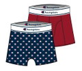 Champion Boxershort (Baumwolle) Unterwäsche Allover Logo-Print navyblau/rot Herren - 2er Pack