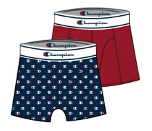 Champion Boxershort (Baumwolle) Unterwäsche Allover Logo-Print navyblau/rot Herren - 2er Pack