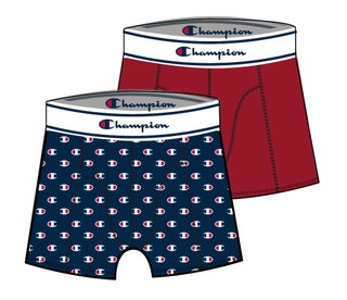 Champion Boxershort (Baumwolle) Unterwäsche Allover Logo-Print navyblau/rot Herren - 2er Pack