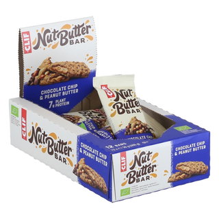 Clif Bar Snack-Riegel Nut Butter Bar Chocolate Chip & Peanut Butter Bio - Schokolade Chip & Erdnussbutter 12x50g Box