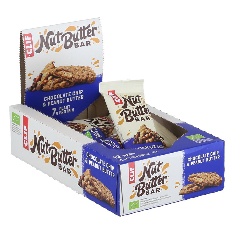 Clif Bar Snack-Riegel Chocolate Chip & Peanut Butter Bio - Schokolade Chip & Erdnussbutter 12x50g Box