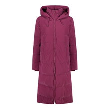 CMP Wintermantel Coat Fix Hood (Glanzeffekt, wattiert, warm) rubinrot Damen