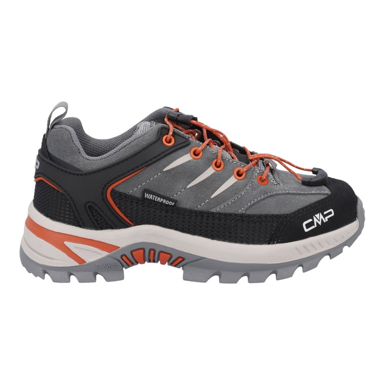 CMP Buty trekkingowe Rigel 2.0 Low WP (skóra zamszowa, wodoodporne) szare/pomarańczowe dziecięce