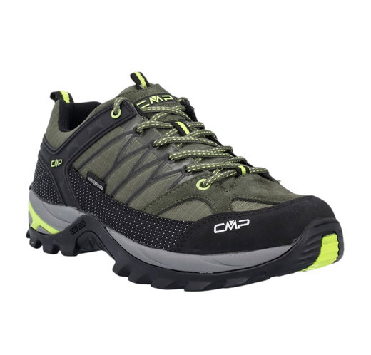 CMP Wanderschuhe Rigel Low WP (Trekking, wasserdicht) dunkelgrün/schwarz/fluogelb Herren