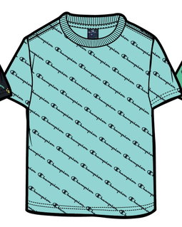 Champion Freizeit-Tshirt (Baumwolle) Champion kleiner Schriftzug Print hellblau Kinder