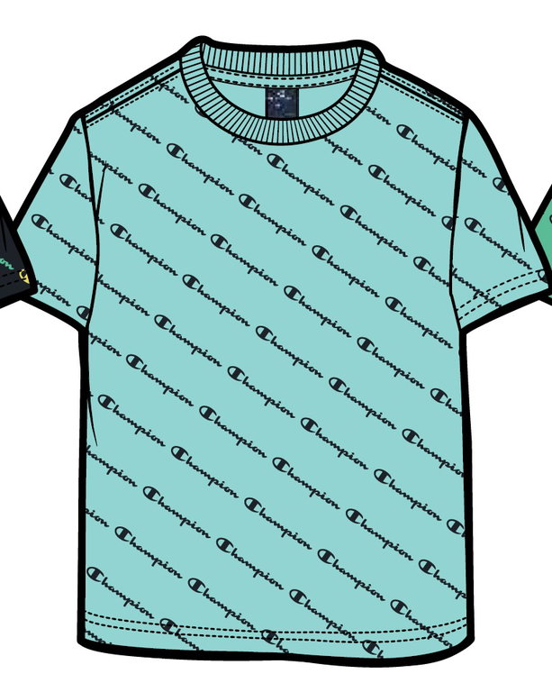 Champion Freizeit-Tshirt (Baumwolle) Champion kleiner Schriftzug Print hellblau Kinder
