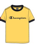Champion Freizeit-Tshirt (Baumwolle) Crew Ringer mit Logo-Schriftzug gelb Kinder