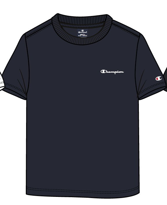 Champion Freizeit-Tshirt (Baumwolle) Crew mit Kleinen-Logo-Schriftzug navyblau Jungen