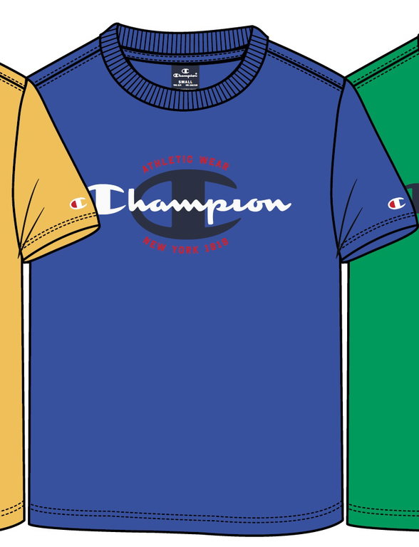 Champion Freizeit-Tshirt (Baumwolle) Crew Graphic Print royalblau Kinder