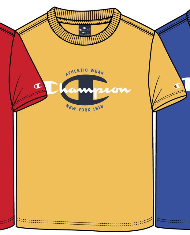 Champion Freizeit-Tshirt (Baumwolle) Crew Graphic Print gelb Kinder