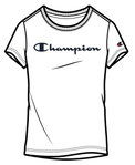 Champion Freizeit-Tshirt (Baumwolle) Classic Big Logo Schriftzug weiss Mädchen