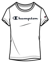 Champion Freizeit-Tshirt (Baumwolle) Classic Big Logo Schriftzug weiss Mädchen