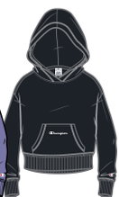 Champion Freizeit Kapuzenpullover (Baumwoll Hoodie) kleiner Schriftzug Print schwarz Mädchen
