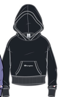 Champion Freizeit Kapuzenpullover (Baumwoll Hoodie) kleiner Schriftzug Print schwarz Mädchen