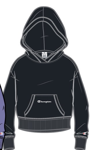 Champion Freizeit Kapuzenpullover (Baumwoll Hoodie) kleiner Schriftzug Print schwarz Mädchen