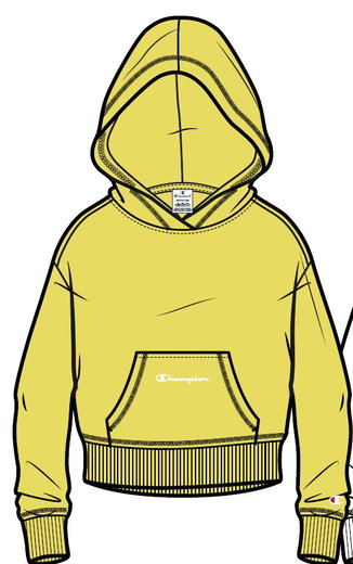 Champion Freizeit Kapuzenpullover (Baumwoll Hoodie) kleiner Schriftzug Print gelb Mädchen