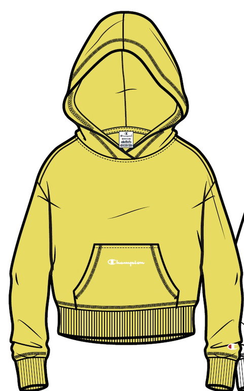 Champion Freizeit Kapuzenpullover (Baumwoll Hoodie) kleiner Schriftzug Print gelb Mädchen