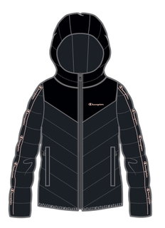 Champion quilted jacket with hood (lined, warm, windproof) black girls