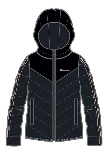 Champion Steppjacke mit Kapuze (gefüttert, warm, winddicht) schwarz Mädchen