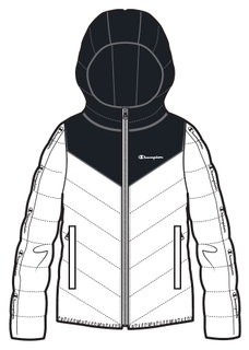 Champion quilted jacket with hood (lined, warm, windproof) white/black girls