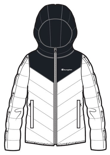 Champion Steppjacke mit Kapuze (gefüttert, warm, winddicht) weiss/schwarz Mädchen