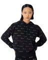 Champion Kapuzenpullover (Baumwolle Hoodie) Allover Logo-Print schwarz Damen